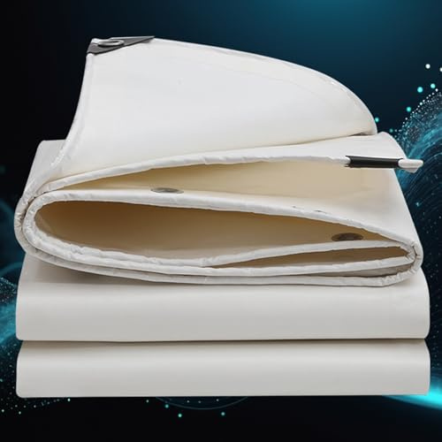 Telo di Copertura Impermeabile con Occhielli 1.5 x 2.2 m Protezione Anti UV e Antipioggia in Pvc Telo Protettivo Multiuso, Teloni Pvc Usati per Auto, Barche, Piscina, Giardino, Bianco