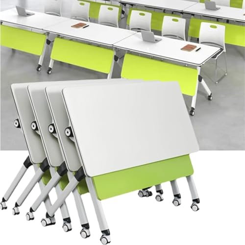 Konferenztische aus Holz, groß, Büro, Meeting-Schreibtisch mit verstellbarer Kombination und Stahlsockeln, tragbare Rollräder, 120 x 50 x 75 cm, 4 Stück