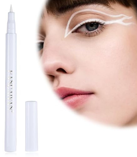 Crrynuo Weißer Flüssiger Make-up Eyeliner, Wasserfest und Wischfest, Super Slim Flexibler Stift, Seidenraupenaufhellungsstift