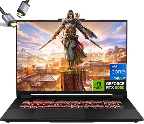 ASUS TUF F16 Gaming Laptop RTX 5060 - Intel Core i7-14650HX - 16inch FHD+ Display 165Hz - RGB Backlit Keyboard - 64GB DDR5 RAM - 2TB PCIe SSD - Windows 11 - Thunderbolt4 - HDMI Cable