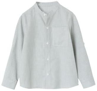 VERTBAUDET Chemise Rayée Col Mao Garçon Boutonné Lin rayé Vert 14A