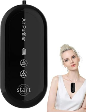 Purificador de aire personal, purificador de aire portátil, ionizador recargable para polvo y humos, pequeño collar de iones negativos para viajes, oficina y alergias