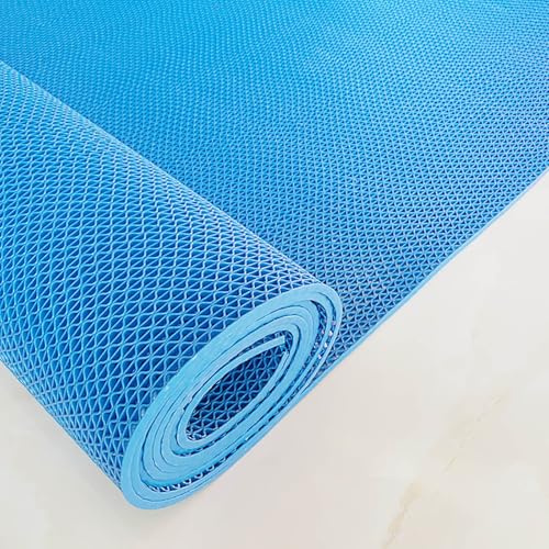 FVTVHEV PVC Rug Gripper Anti Slip Matting Drainage Non Slip Floor Mat Thickness 5.5mm Commercial Waterproof Floor Mat DIY cuttable Carpet Gripper Underlay Suitable for indoor and outdoor use(Blue,90x5