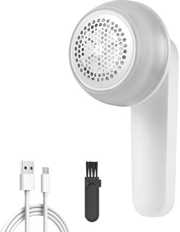 LULUWA Quitapelusas Electrico, Afeitadora Eléctrica de Tela USB Recargable Anti-Peluches para Ropa 6 Hojas de Hojas Suéteres Afeitadora para Bolas Anti-Bouloches Muebles Cubierta (Blanca)