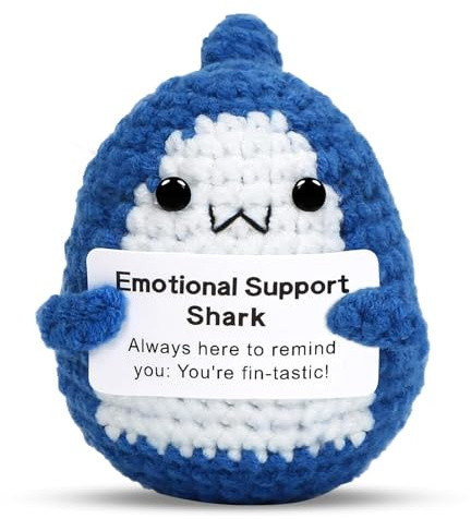 SHUCHNOYE Gehäkeltes Hai Kuscheltier Positive Potato Emotional Support Geschenk, Pocket Hug und Sorgenfresser für Kollegin, Geschenkidee als Glücksbringer, Mitbringsel oder Gute Besserung Geschenk