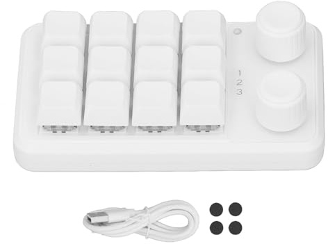 12 Nyckelmekaniska tangentbord Blue Switch Programmerbar knappsats med 2 knoppar RGB Bakgrundsbelysta anpassningsbara kontroller för Gaming Office Music White ABS Compact Design