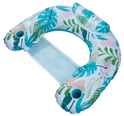 Aufblasbare Poolstühle für Erwachsene, Luftmatratze Poolsessel Hängematte mit Getränkehaltern, Schwimmender Poolsitz Sonnenstuhl für Schwimmparty, Sommer-Wasserfreude