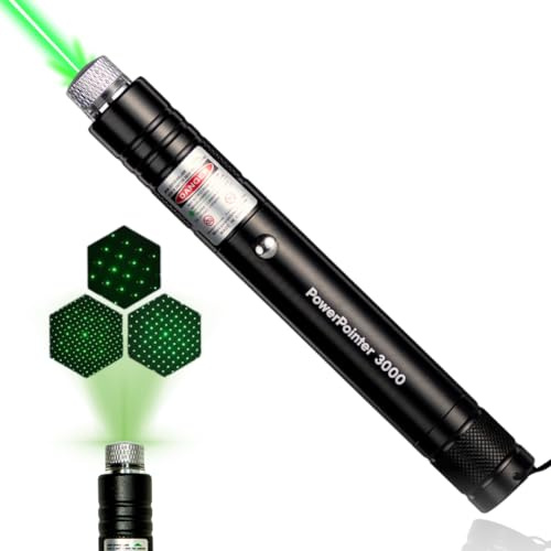 Cinder Brands Power Pointer 3000 - Linterna de proyección ajustable con patrón de estrella, luz de flash con tapa de estrella integrada