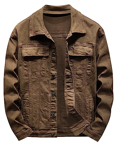 Giacca in denim da uomo slim fit, giacca in jeans da uomo, giacche da cowboy occidentali, a maniche lunghe, con bottoni, cappotti resistenti da lavoro, giacche da camionista, leggere, con tasche con