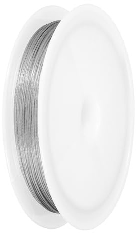 PATIKIL 43FT (13 m) 0,024 tum (0,6 mm) tråd för pärlträdning med 7 tvinnade trådar, nylonbelagd rostfri ståltråd för smyckestillverkning, armband och pärlträdning, silver