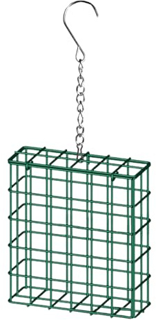 Comedero para pájaros de metal: caja de hierro resistente a las ardillas, puerta semicuadrada duradera, diseño de cadena colgante | Suministros de alimentación al aire libre para patio, jardín, b