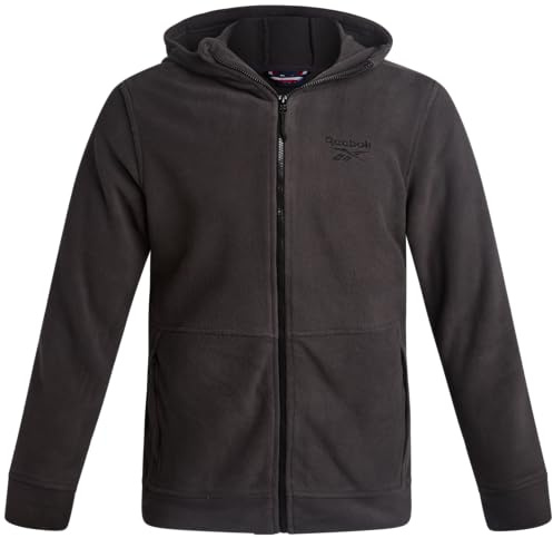 Reebok Mens Fleece Jacket - Lightweight Polar Fleece Zip Up Winter Jackets for Men - Gym Workout Running Outdoor Mens Jacket, Size Medium, Charcoal Slate