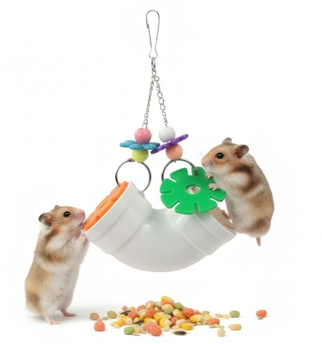 NZELSW Hamster Enrichment Toys, Mouse Rat Enrichment Toys, Hanging Slow-Feeding Dispenser, Interactive Rat Cage Treat Dispenser Toy, for Small Foraging Pets Like Hamsters, Guinea Pigs, Ferrets