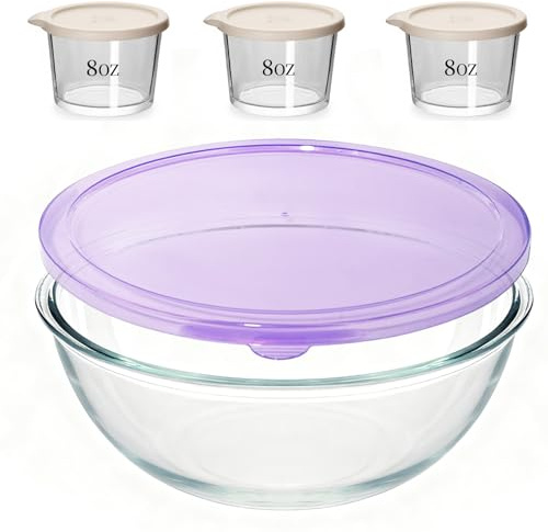 CD HOME 6QT Extra Large Glass Mixing Bowls Clear Glass Salad Cooking Bowls for Kitchen Salad Bread Storage with 8oz Small Bowls,Ideal for Kitchen Storage ﻿