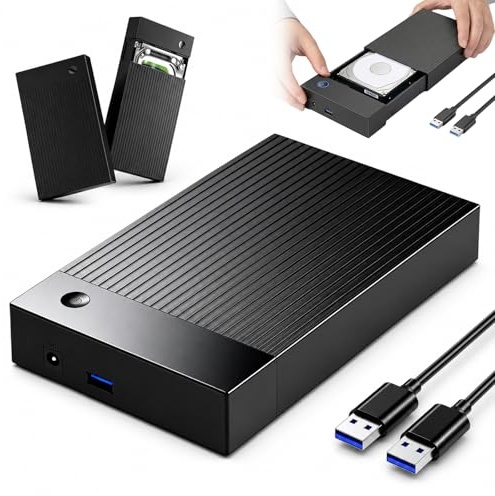 Hårddiskdockningsstation, hårddiskdockningsstation för 2,5 tum/3,5 tum SATA HDD/SSD, USB 3.0 dockningsstation USB Type-A, UASP-stöd, 5 Gbps hårddiskadapter med 12 V/2 A strömförsörjning