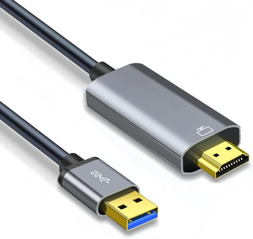 USB to HDMI Cable, Built-in Drivers, 2M USB A to HDMI Male Cable HD 1080P Monitor Converter Cord Compatible with Windows 8.1/10/11/Mac/Android for Desktop and Laptop Link Monitor, Projector, HDTV