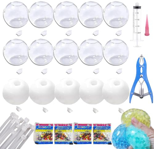 15 Teiliges DIY Stressball Set, 15 Rohlinge für Druckbälle, 4 Packungen Füllmaterial, Luftpumpe und Aufblaswerkzeug zur Herstellung von Stressbällen – Knisternd und Entspannend (Mix, 4CM)