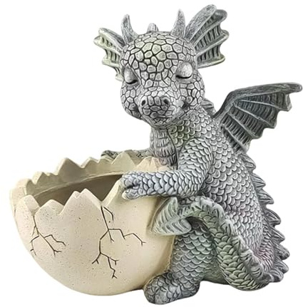 Maceteros Dragón para Jardín,Macetero de flor con cáscara huevos | Macetero de Resina para Interior | Para usos en interior y exterior, la ventana, el balcón, el escritorio, un vivero y un cactus