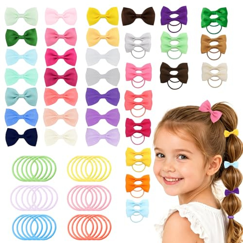 LUFFLOK 78 stycken hårklämmor flickor hårband med rosett, små hårklämmor, hårtillbehör, baby hårsnodd flickor småbarn barn, för vardag, fest, fotografering (78 stycken)