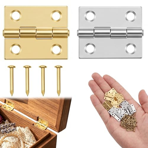 KIMHOME 30 mini bisagras plegables con tornillos, bisagras pequeñas para puerta de armario para proyectos de bricolaje y fabricación de modelos (8 x 10 mm)