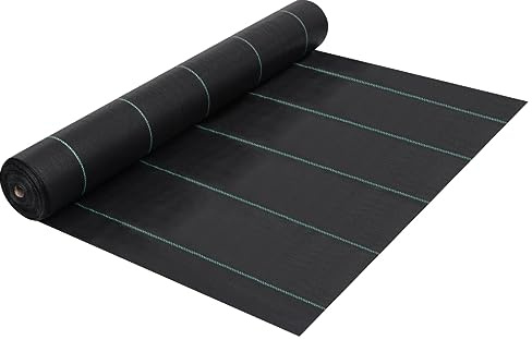 Unkrautfolie Schwarz 1x25 m PP Gartenvlies mit 60 g/m² Gewicht, wasserdurchlässig, reißfest und atmungsaktiv, Bodengewebe für Mulchvlies, Drainage, Unterlage für Hochbeet, Steingarten