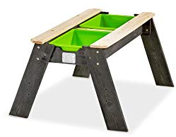 EXIT Toys Aksent Table à Sable et Table à Eau en Bois - Table de Jeu et Table de Pique-Nique - Pour les Enfants dans le Jardin - Avec 2 Bacs Amovibles & Couvercle - 100% FSC Bois de Cèdre - 69x94x50cm