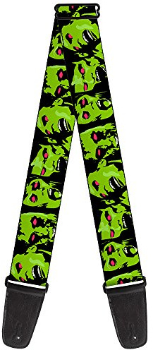 Buckle-Down GS-W32631 Gitarrengurt Zombie Expressions, Schwarz/Grün/Rot