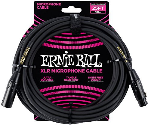Ernie Ball - Cable para micrófono XLR, macho/hembra, 7,62 m
