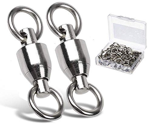 AMYSPORTS Ball Bearing Swivels Connector High Strength Stainless Steel Solid Welded Rings Barrel Swivels Saltwater Freshwater Fishing 25pcs 44lbs