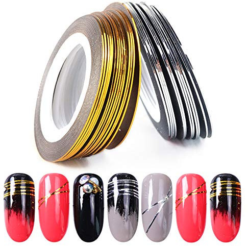 JYT GROUP 2Pcs Gold/Silver Rolls Striping Tape Line Nail Art Tips Decoration Sticker