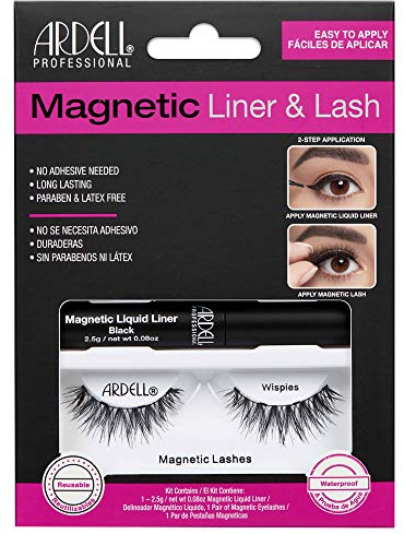 Forever Living Ardell Pestañas Postizas Magnéticas | Wispies | No Necesita Adhesivo| Contiene Delineador Magnético Líquido Y 1 Par De Pestañas Magnéticas | Fáciles De Aplicar, color Negro.
