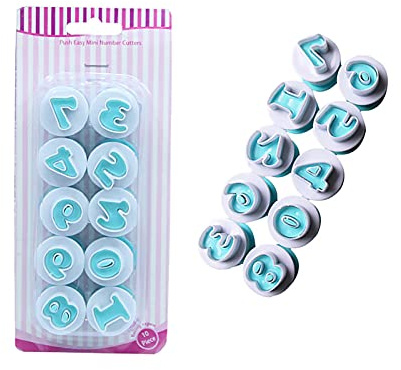 0-9 Numbers Cake Mold, Fondant Cookies Plunger Cutter Molds, DIY Chocolate Sugarcraft Stamp Impress, Numbers Cookie Cutters, Cookie Mold, Cookie Stamp, Number Fondant Mold DIY Biscuit Cake Molds