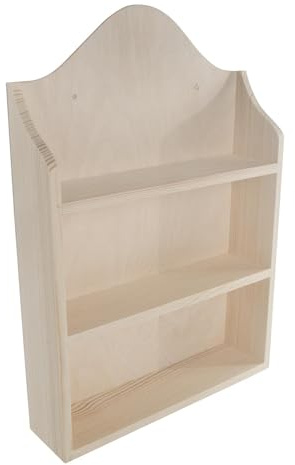 WooDeeDoo Wooden 3 Tier Spice Rack - Shelf Kitchen Jars Display Organiser Bottle Holder Wall Mountable Pine Storage Unit Unpainted Plain Wood for DIY Decorating - 25.7 x 6.3 x 37 cm