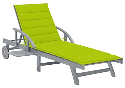 vidaXL Akazienholz Massiv Sonnenliege mit Auflage Gartenliege Holzliege Rollliege Liegestuhl Relaxliege Strandliege Gartenmöbel Liege