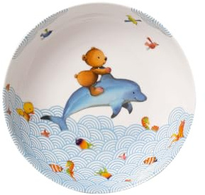 Villeroy & Boch - Happy as a Bear Kinderteller tief, 19 cm, Premium Porzellan, Weiß/Bunt