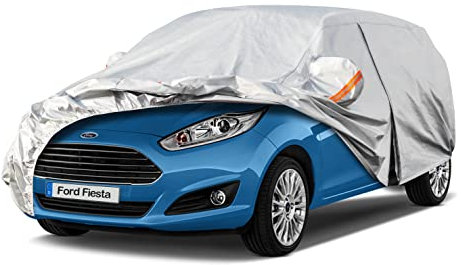 Kayme 6 Layers Hatchback Car Cover Waterproof Breathable, Custom Fit Ford Fiesta (1989-2024), Outdoor Full Small Car Cover Sun Rain UV Dust All Weather Protection. Shipping From UK Warehouse.