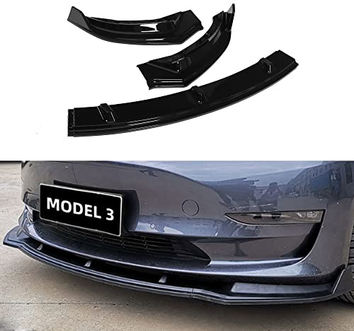 Lèvre Avant Arcoche Tesla modèle 3 pour Accessoires de Pare-Chocs adaptés au becquet Avant modèle 3 2017-2023 (Noir Brillant)