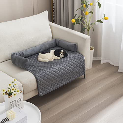 OKYUK Hundbäddar hundkudde – soffskydd, handgjord hundsäng, tvättbar, hundkudde, soffkudde, hundmatta fluffig hundsäng för stora, medelstora och små (mörkgrå, 75 x 75 cm)
