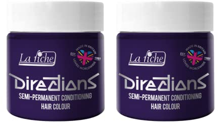 2 x La Riche Directions Semi-Permanent Hair Color 100ml Tub (Deep Purple)