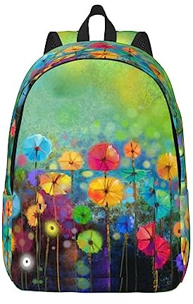 KoNsev Laptop-Rucksack, abstrakter Stil, bunte Blumen, Reiserucksack, Arzttasche, schwarz, Rucksack, stilvoll, leicht und funktional, Schwarz , M