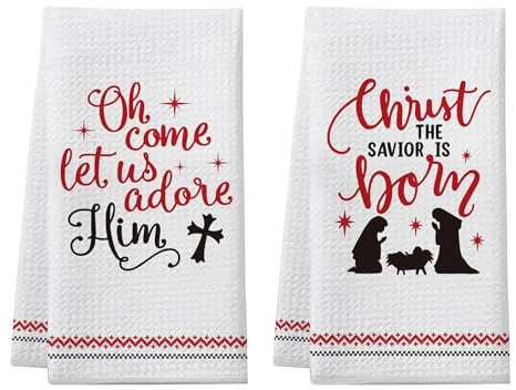 Christliche Geschenke für Frauen und Männer, 2 Stück, Bibelvers Schrift, Weihnachten, Küchentücher, Urlaub, Küche, Badezimmer, Dekoration, Weihnachten, religiöse Handtücher, Geschenk für Freunde