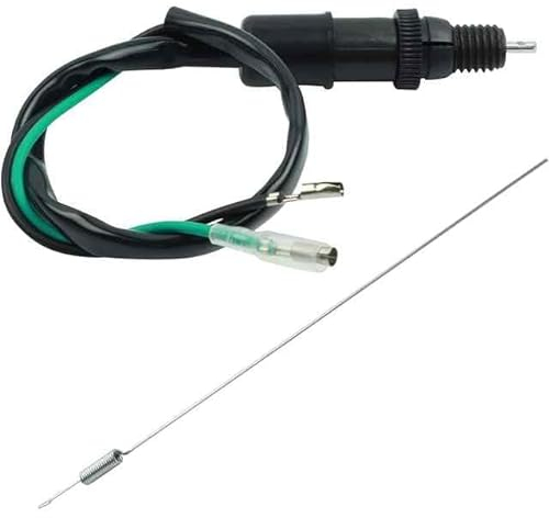 AUTOZOCO Interruptor de luz de freno trasero con resorte, Sensor de freno, Interruptor de pedal de freno, Compatible con Honda Kawasaki Suzuki Yamaha Quad Bikes ATVs Scooters, Incluye resorte