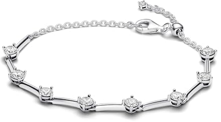 PANDORA Timeless Funkelnde Stäbe Armband aus Sterling-Silber mit Cubic Zirkonia, Timeless Kollektion, 18cm, 593009C01-18