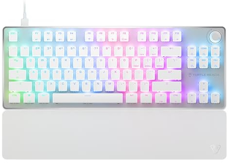 Turtle Beach Vulcan II TKL Pro Magnetic Mechanical RGB Gaming Keyboard – Analog Hall-Effect Switches, Adjustable Actuation, Rapid Trigger, Swappable Keycaps, Tenkeyless Design, Anti-Ghosting – White | Magnetic Switches, Adjustable Actuation, Customizable RGB Keys, Rapid Trigger, Swappable Keycaps, Tenkeyless, White