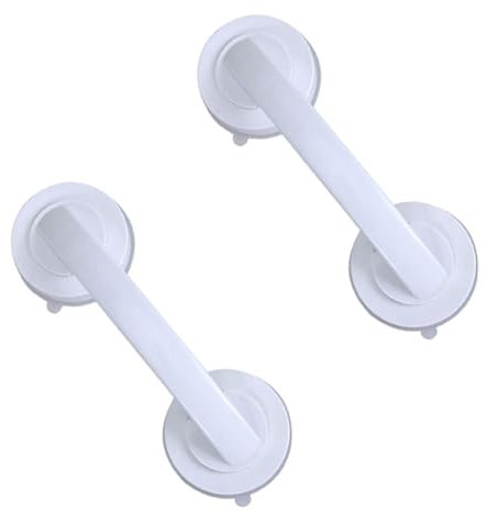 2 Stück Dusche Handgriff, 194 mm x 65 mm Anti-Rutsch Badewannengriff Ohne Bohren für Badezimmer Dusche Toilette (Weiß)
