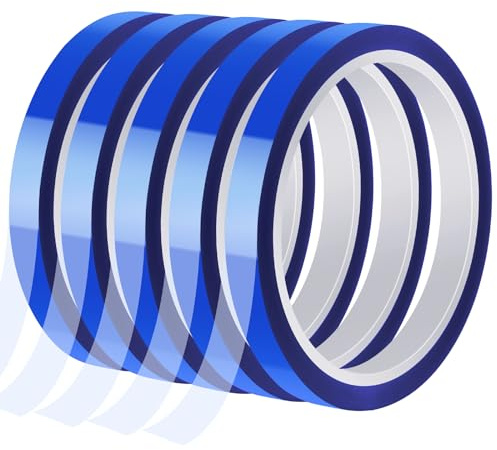 Fyguard 5 rollos de cinta adhesiva resistente al calor, 10 mm x 30 m, cinta adhesiva de sublimación, color azul, protección contra el calor para placas de circuitos electrónicos de sublimación