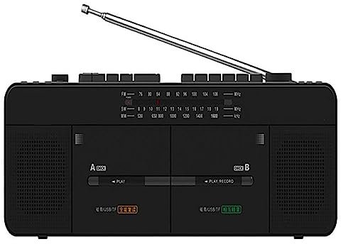 Boombox Lecteur enregistreur radio, radio AM/FM, lecteur double bande audio domestique, lecture de cartes, style classique avec technologie moderne, enregistrement/transcription en 1 clic