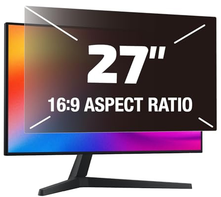 Fluflyer 27 Zoll Computer Blickschutzfilter für Computermonitor 16:9 Seitenverhältnis, Anti Blaulicht Abnehmbare 27 Zoll Sichtschutz Schutzfolie, Blendschutz Filter für PC Monitore