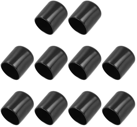 PATIKIL Tapones de Extremo de Vinilo de Goma de 22mm, Paquete de 10 Tapas Flexibles para Tornillos y Pernos Redondos para Proteger Roscas de Tubos Metálicos, Pernos, Color Negro