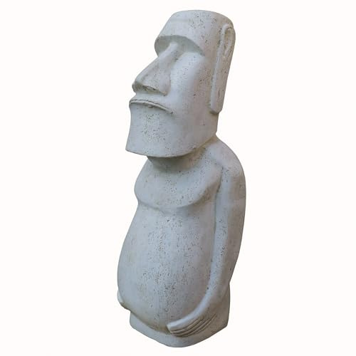 STONE art & more Moai, Osterinsel-Figur mit Körper, 100 cm, Steinfigur, Garten-Deko, weiß antik, frostfest
